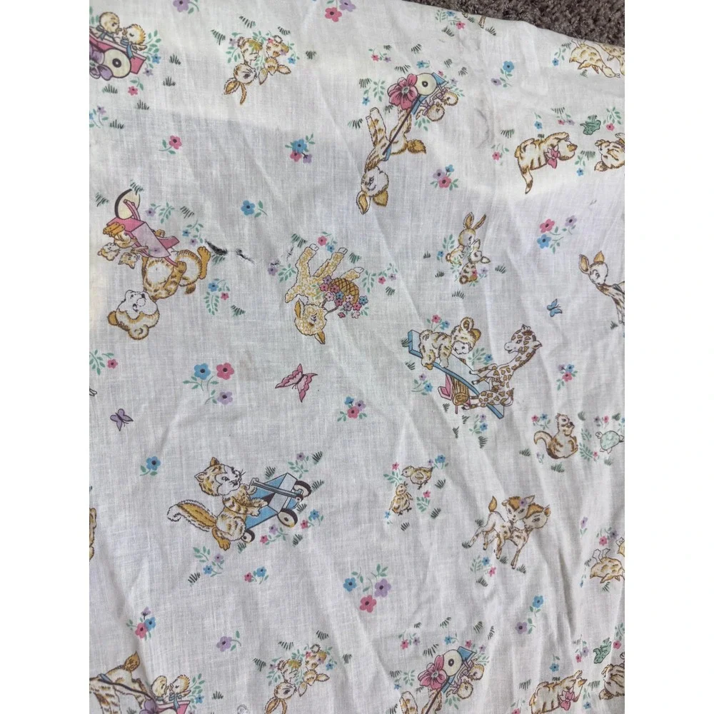 Vintage Animal Print Fitted Crib Sheet Toddler Bed Cottagecore Deer 65